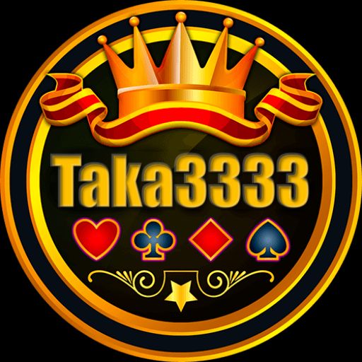 Taka3333 themed cartoon characters with coins and a mobile gaming app interface